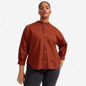 Everlane Collarless Air Shirt Tortoiseshell Rust